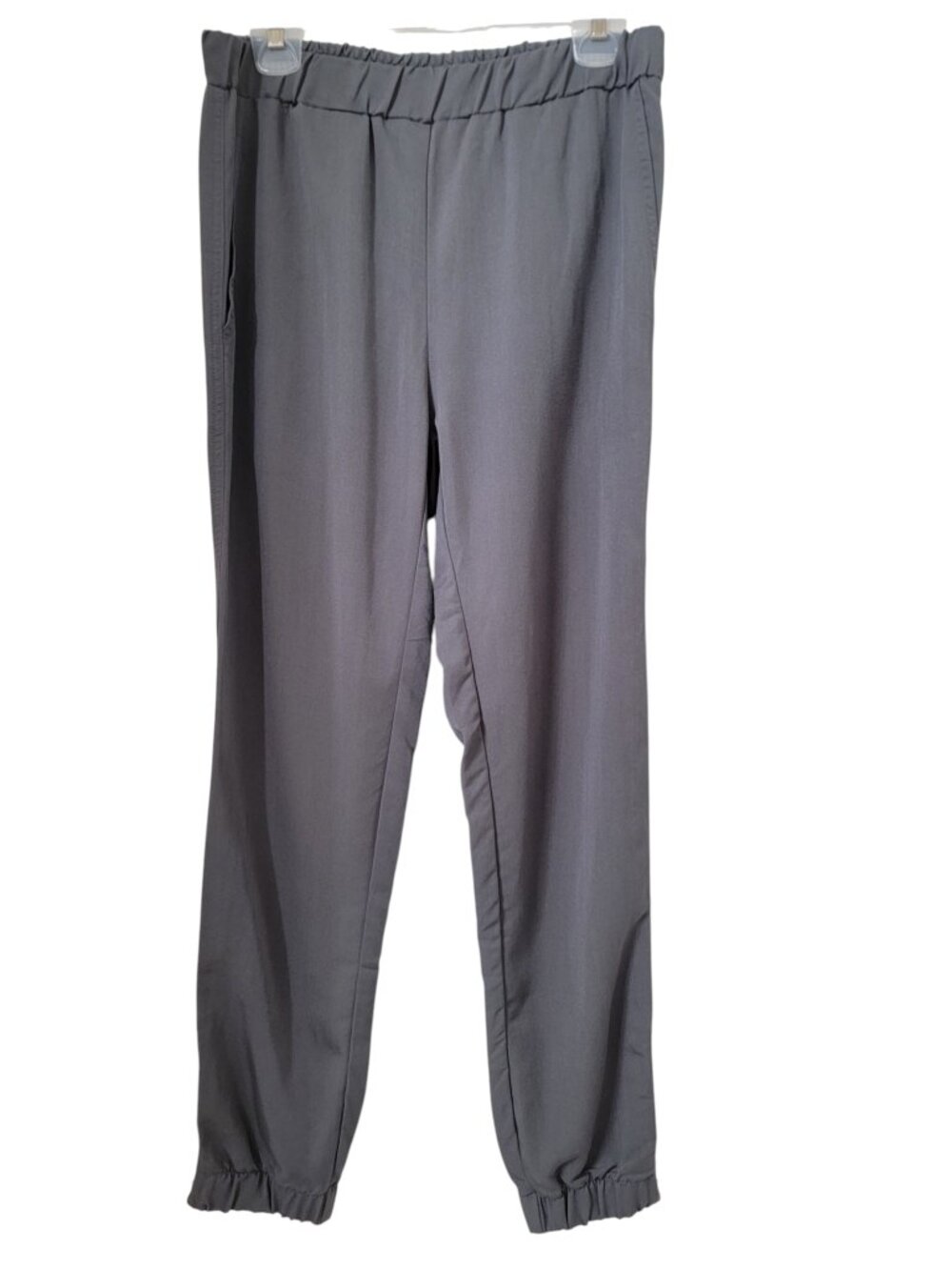 IMAN Size S Gray Joggers, Gold Tone Zipper Hems